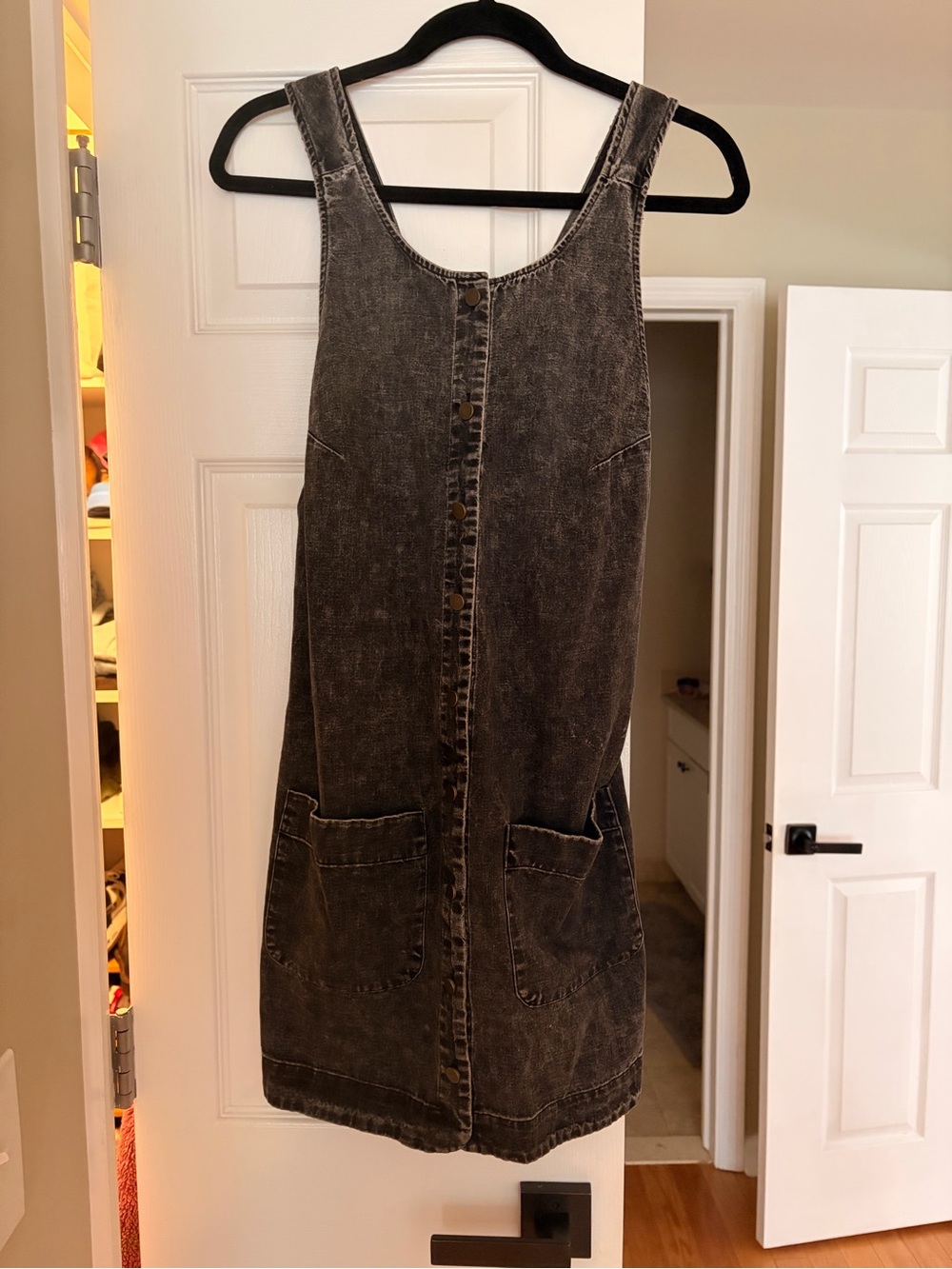 Urban outfitters Washed Black Denim Pinafore Dress